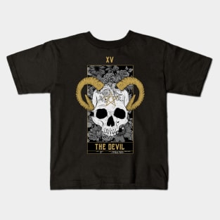 The Devil Tarot Card Skull Kids T-Shirt